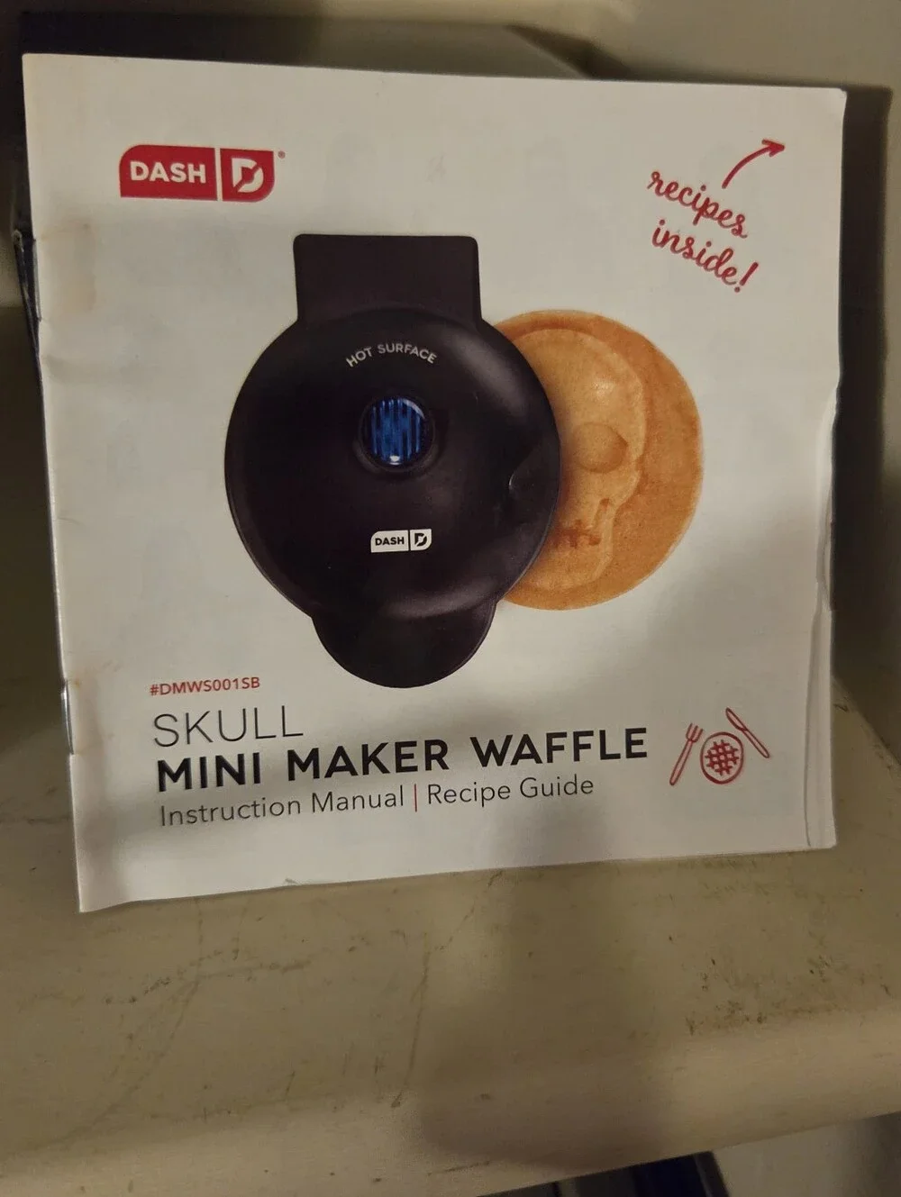 DASH Skull Mini Waffle Maker Black - New in Box NIB Halloween Spooky